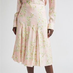 Emilia Wickstead Obispo Skirt in Little Lillies on Pink Floral Viscose Twill